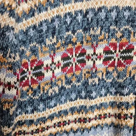 Tiara Navy Fair Isle Zip-Front Cardigan Sweater - Picture 3 of 11